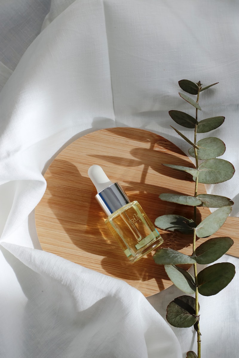Barrier Serum № 02 dropper bottle on a bamboo board